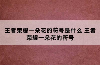 王者荣耀一朵花的符号是什么 王者荣耀一朵花的符号